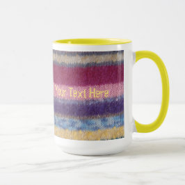 Caneca listras coloridas teste padrão tricotado