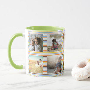 Caneca Listras coloridos do divertimento e foto feita sob