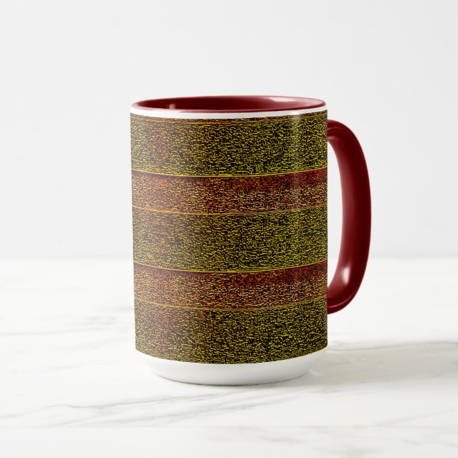 Caneca Listras com relevo e sombreado, vermelho-esverdead (Frente Esquerda)