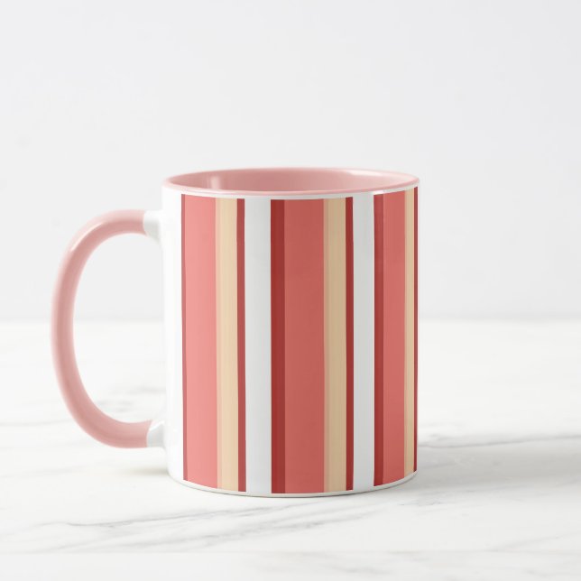 Caneca Listras cor-de-rosa brancas fofas  (Esquerda)
