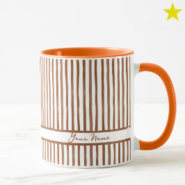 Caneca Listras de Aquarela Laranja Minimalista Nome Perso
