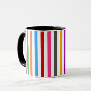 Caneca Listras de Arco-Íris Colorido - Branco 