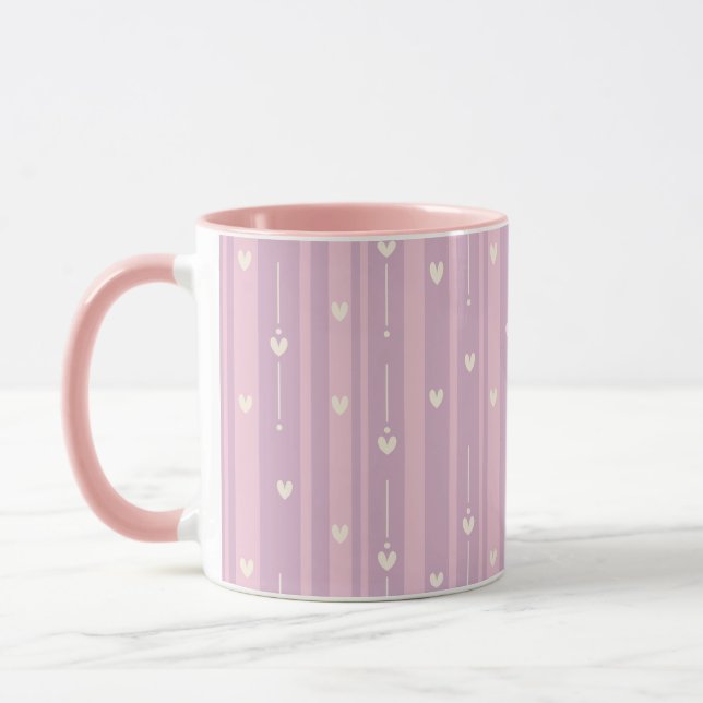 Caneca Listras de Coração Corado Padrão (Esquerda)