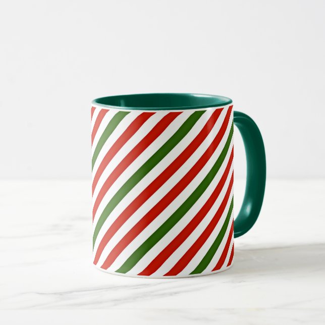 Caneca listras de cores de Natal (Frente Esquerda)