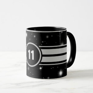 Caneca Listras de corrida pretas e prateadas Starlight