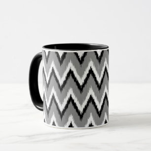 Caneca Listras de Ikat Chevron - cinzentas/cinzas, preto