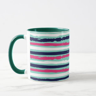 Caneca Listras de tinta rosa verde e azul