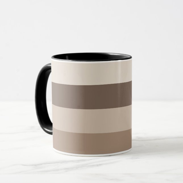 Caneca Listras de tons terrosos neutros Design de padrão  (Frente Esquerda)