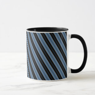 Caneca Listras diagonais azuis pretas e brancas