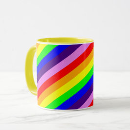 Caneca Listras Diagonais de Arco-Íris Clássico Colorido