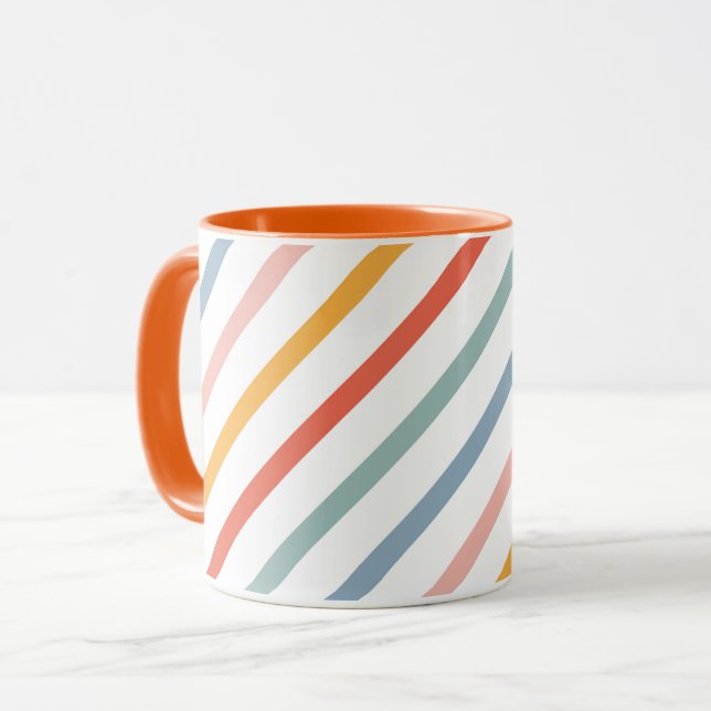 Caneca Listras Diagonais de Doces Fofos (Frente Esquerda)