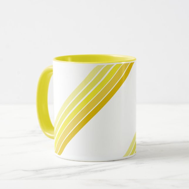 Caneca - Listras diagonais em tons de amarelo (Frente Esquerda)