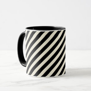 Caneca Listras diagonais monocromáticas elegantes em pret