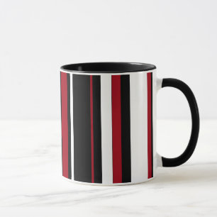 Caneca Listras em preto e branco vermelho