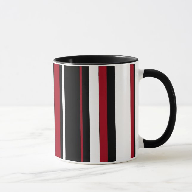 Caneca Listras em preto e branco vermelho (Direita)