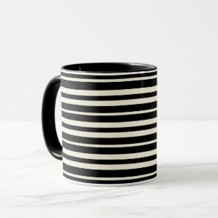 Caneca Listras Horizontais Preto e Branco Minimalistas