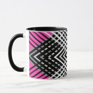 Caneca Listras interligadas, de cor branca e cinza, numa