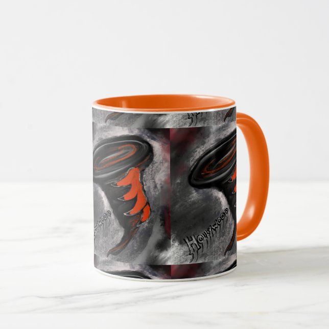 CANECA LISTRAS LARANJA E PRETO (Frente Esquerda)