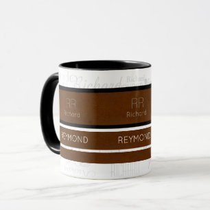 Caneca listras marrons modernas com masculino conhecido