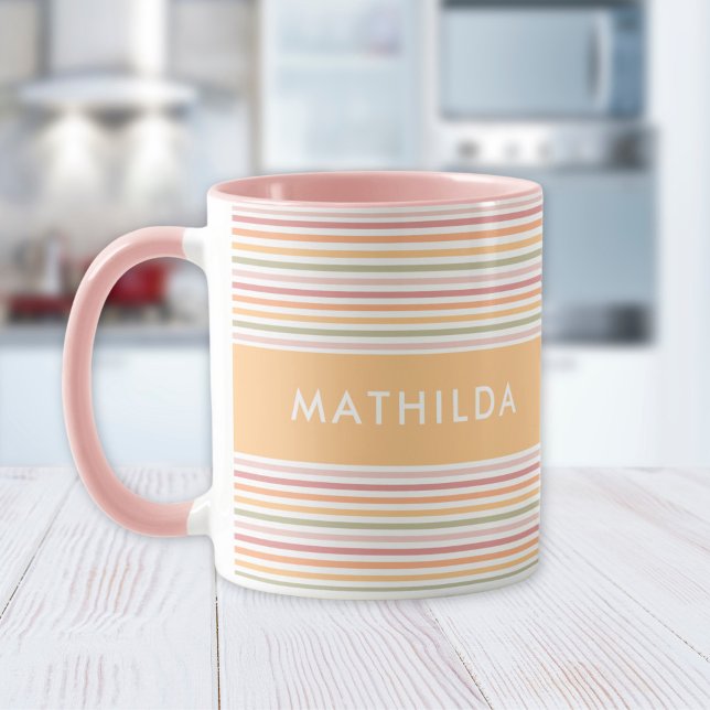 Caneca Listras modernas (mug with stripes and name)
