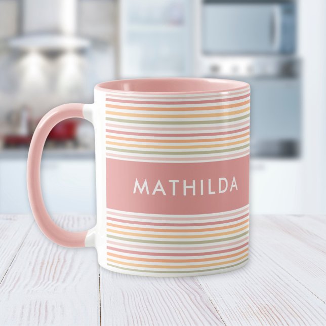 Caneca Listras modernas (mug with stripes and name)