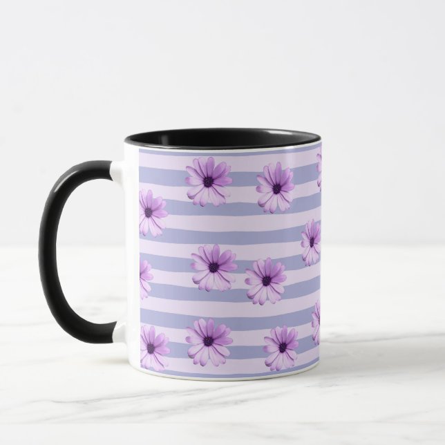 Caneca Listras pastel com padrão de Margaridas (Esquerda)