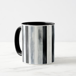 Caneca Listras Pretas Cinza e Brancas
