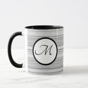 Caneca Listras Pretas e Brancas Personalizadas com Inicia