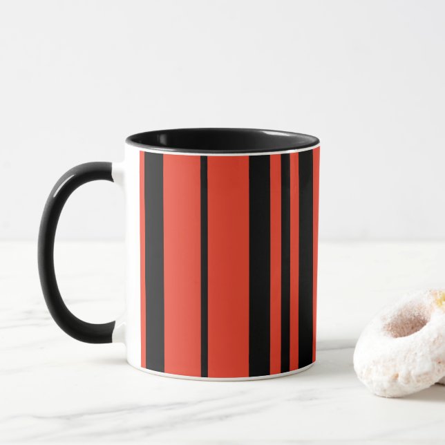 Caneca Listras Pretas Laranja  (Com Donut)