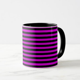 Caneca Listras Pretas Rosa Padrão Sem Costura