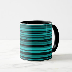 Caneca Listras Pretas Turquesa