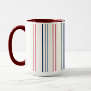 Caneca Listras rosa, azul e branco