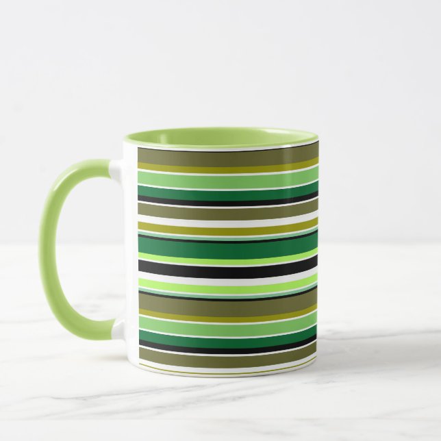 Caneca Listras verdes brancas fofas (Esquerda)