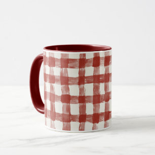 Caneca Listras Xadrez Vermelho Branco