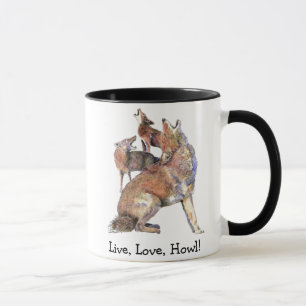 Caneca Live Love Howl Divirta Cotação Howl Howting Coyote
