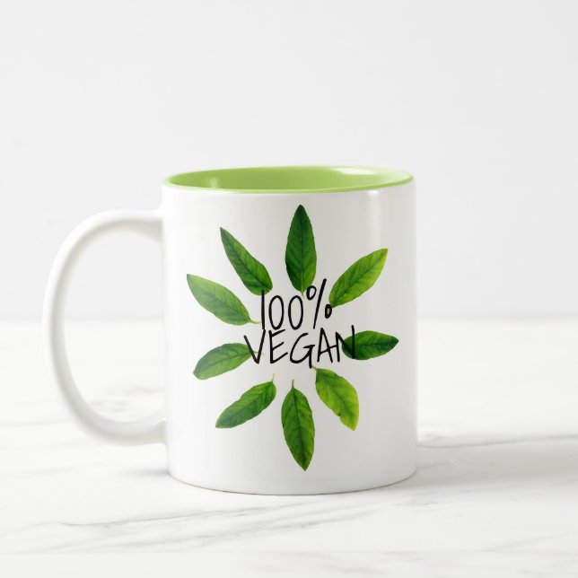 Caneca livre do Vegan da crueldade, VEGAN 100% (Esquerda)