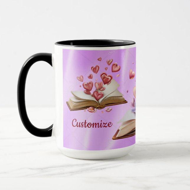 Caneca Livro De Corações Rosa (Esquerda)