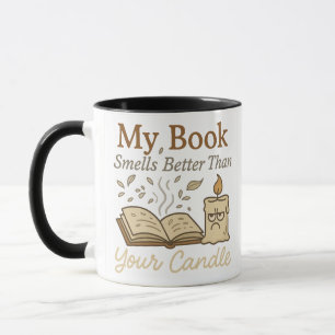 Caneca Livro Engraçado Lover Mug - "Meu Livro Cheira Melh
