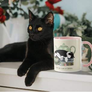 Caneca Livros Aconchegantes Gato Smoking Chá Bule de Chá