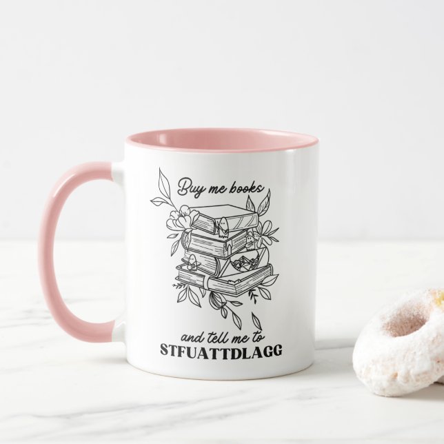 Caneca Livros de flores silvestres bonitas STFUATTDLAGG (Com Donut)