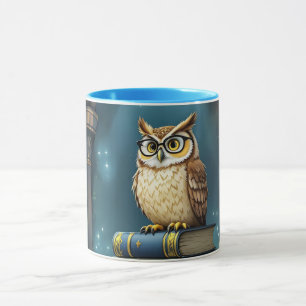 Caneca Livros de óculos de coruja fantasma