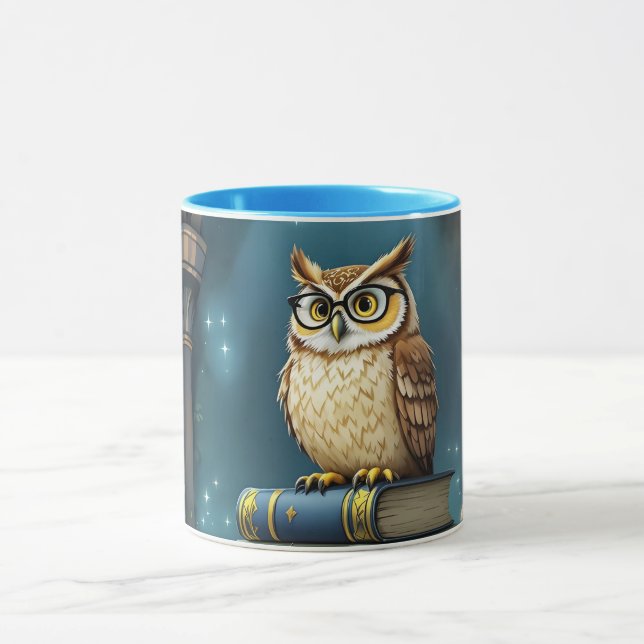 Caneca Livros de óculos de coruja fantasma (Centro)