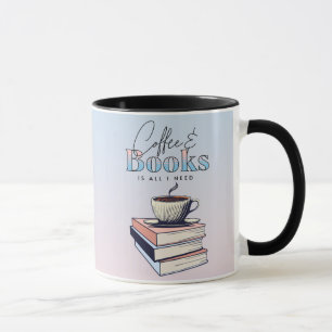 Caneca Livros de Vintage e Café é tudo que preciso
