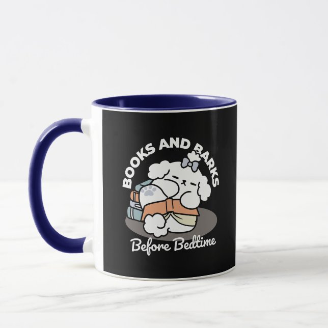 Caneca Livros e Latidos - Design de Leitura de Cachorro S (Esquerda)