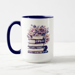 Caneca Livros e Rosas Antigos Personalizados