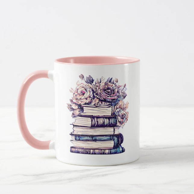 Caneca Livros e Rosas Antigos Personalizados (Esquerda)