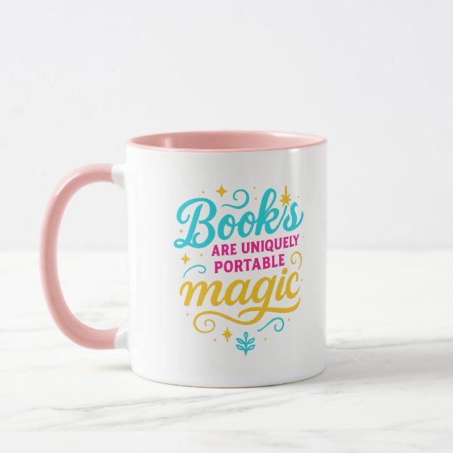 Caneca “Livros São Mágicos” Citação & Brilho (Esquerda)