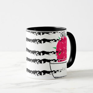 Caneca Lixado de Cactus Monogramas cor-de-rosa