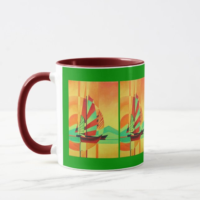 Caneca Lixo Chinês Veleja para Curto em Cubismo Arte Geog (Esquerda)