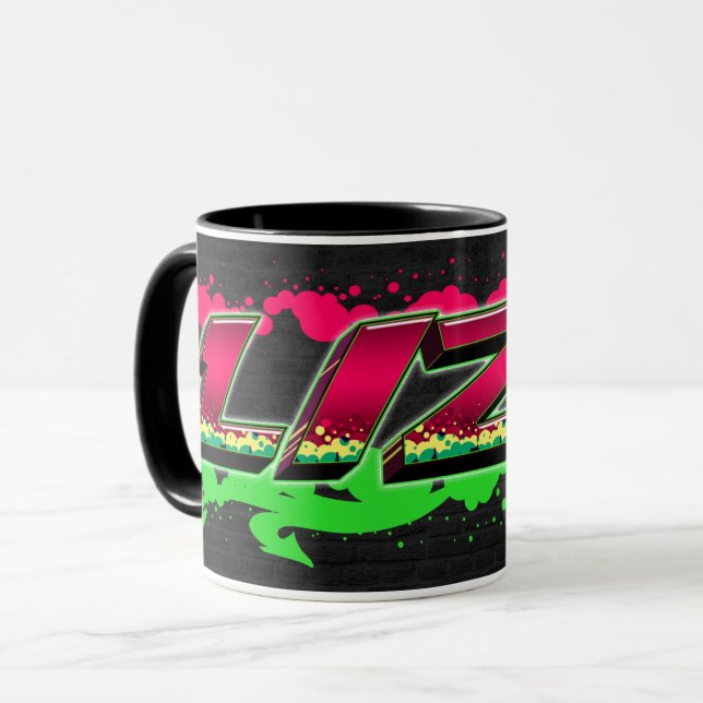 Caneca Liza Vorname Name Graffiti red green Tasse (Frente Esquerda)